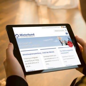 Mieterbund Darmstadt - Webseitenansicht auf dem iPad