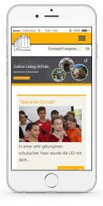 Justus-Liebig-Schule - Webseite Ansicht auf dem iPhone