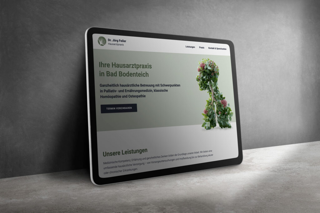 iPad Ansicht Website Hausarztpraxis Dr. Feiler